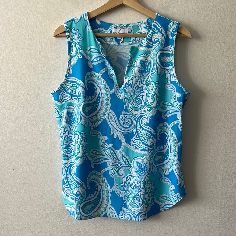 Jude Connally Blue Paisley Sleeveless Blouse